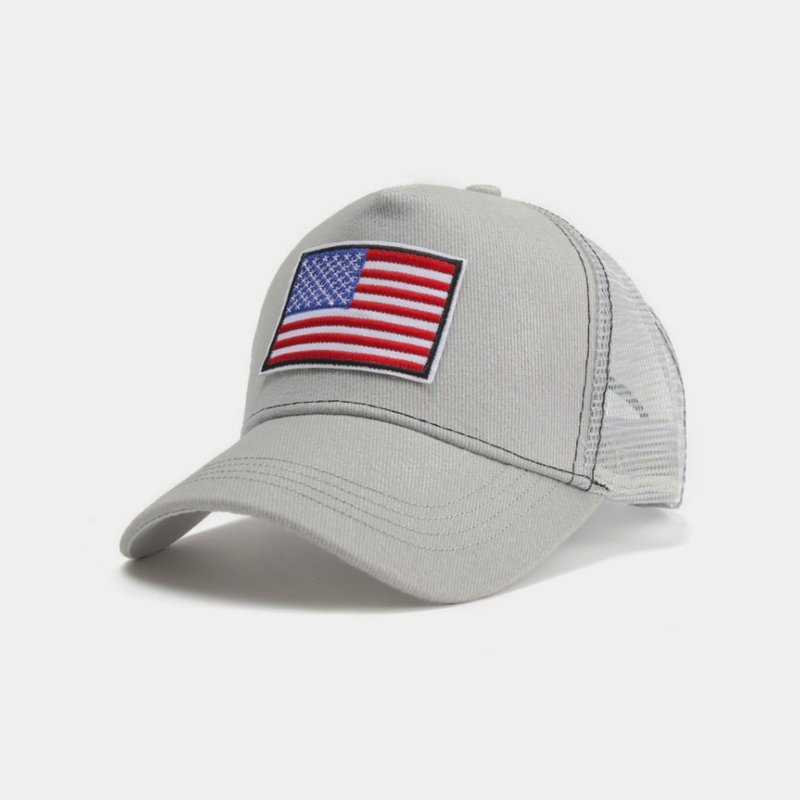 Jupiter Gear American Flag Trucker Hat With Adjustable Strap In Grey