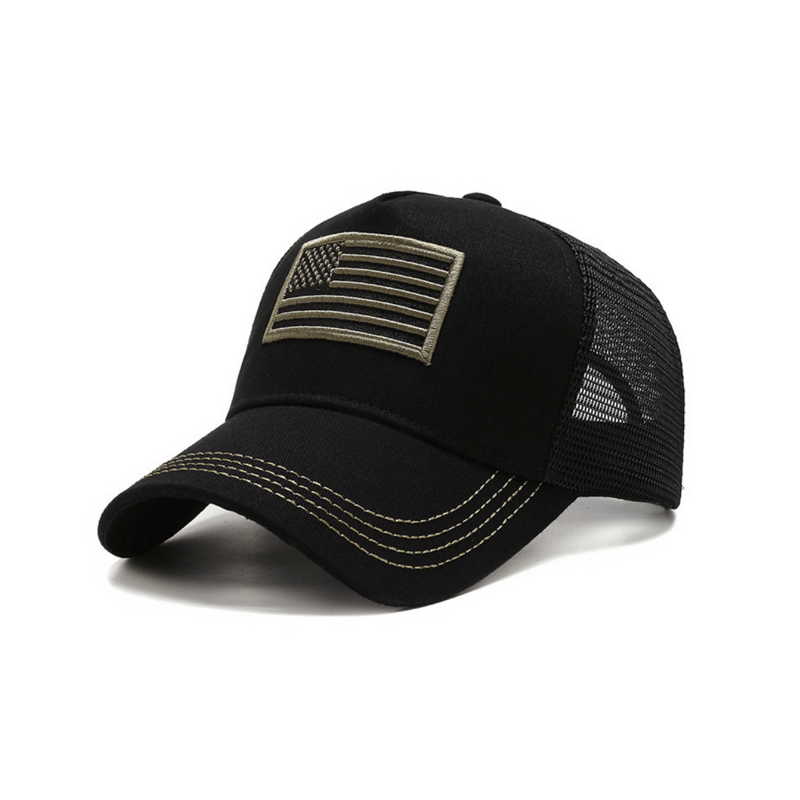 Jupiter Gear American Flag Trucker Hat With Adjustable Strap In Black
