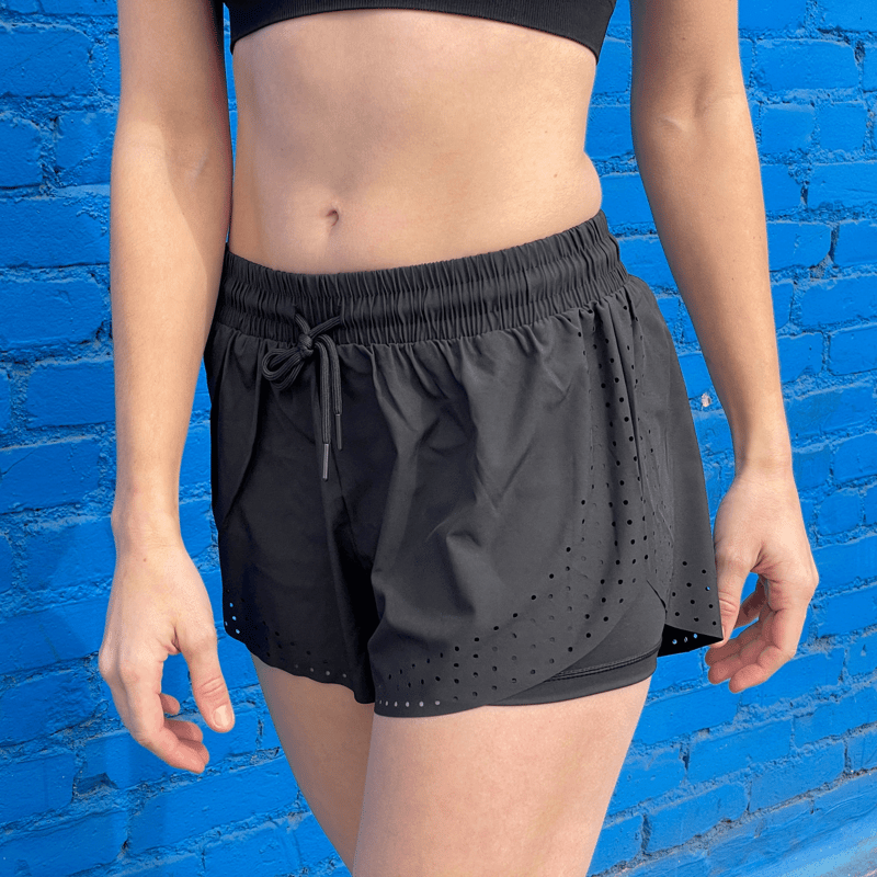 Jupiter Gear Arielle Athletic Shorts With Built-in Compression In Black
