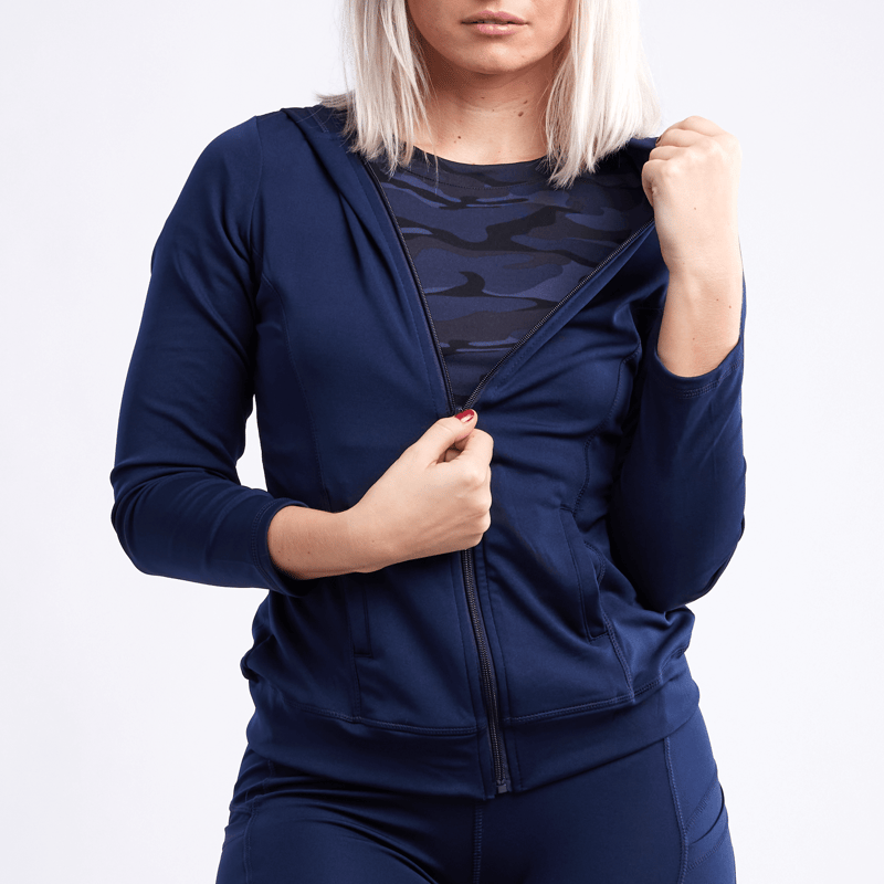 Jupiter Gear Athletic Fitted Zip-up Hoodie Jacket With Pockets In Blue