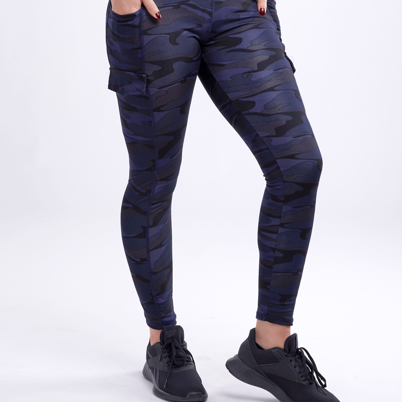 Jupiter Gear High-waisted Leggings With Side Cargo Pockets In Blue Camo