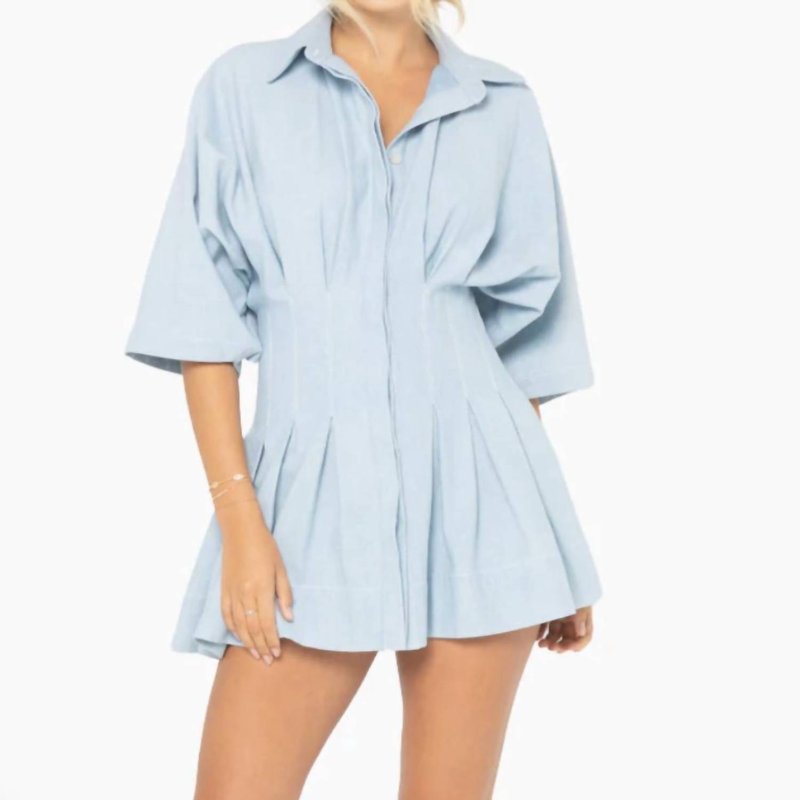 Shop Just Bee Queen Teagan Dress In Chambray In Blue