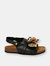 Men's Chain Flat Sandals with Snap - Black-Gold