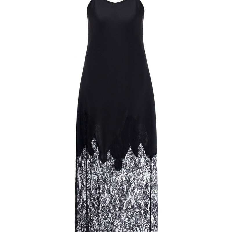 Kâfemme Black Silk Nightgown With Lace Hem