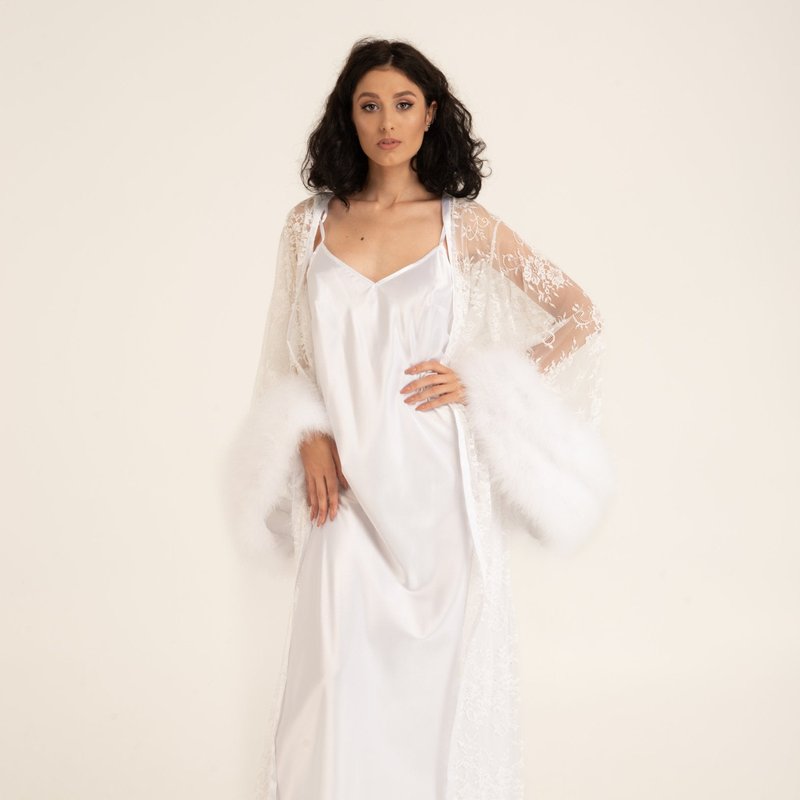 Kâfemme Bride Sophie Robe And Nightgown Set In White
