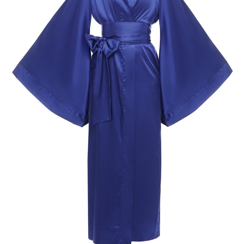 Kâfemme Classic Kimono Silk Robe In Blue
