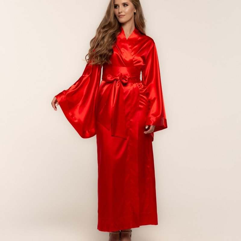 Kâfemme Classic Kimono Silk Robe In Red