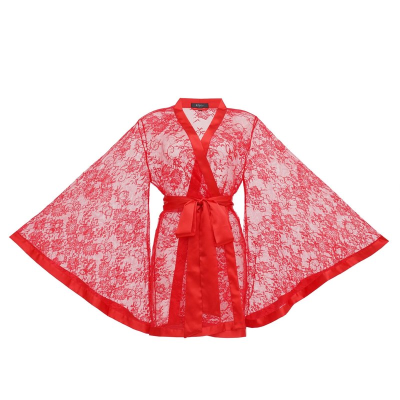 Kâfemme Close To You Sexy Sheer Robe In Red