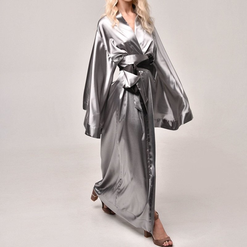 Kâfemme Colour Pop Kimono Silk Robe In Grey