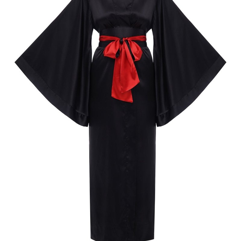 Kâfemme Colour Pop Kimono Silk Robe In Black