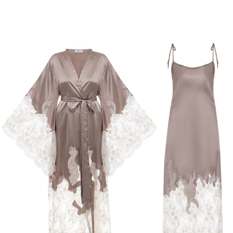 Kâfemme Marrakesh Robe And Nightgown Set In Brown