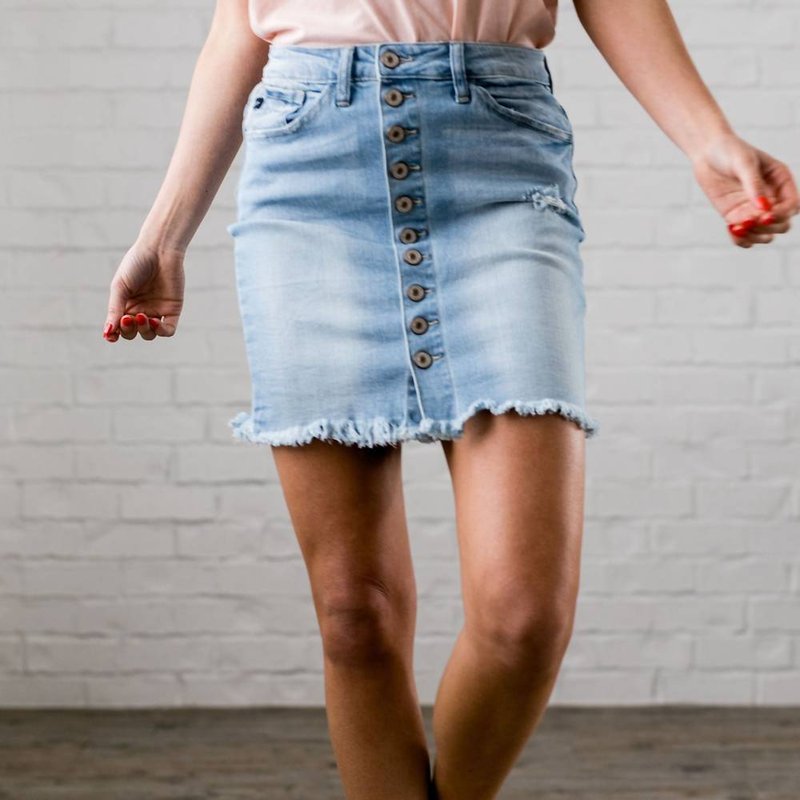 Shop Kancan Button-down Mini Skirt In Blue