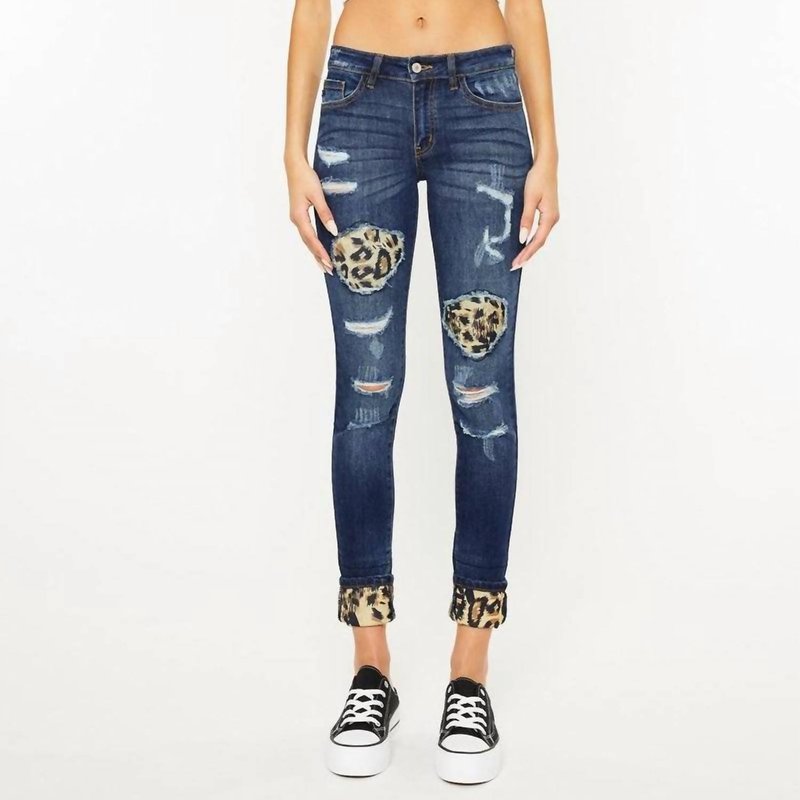 Kancan Vienna Mid Rise Super Skinny Jeans In Blue