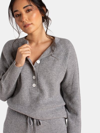 Karen Thomas Cashmere Button-up Waffle Henley top product