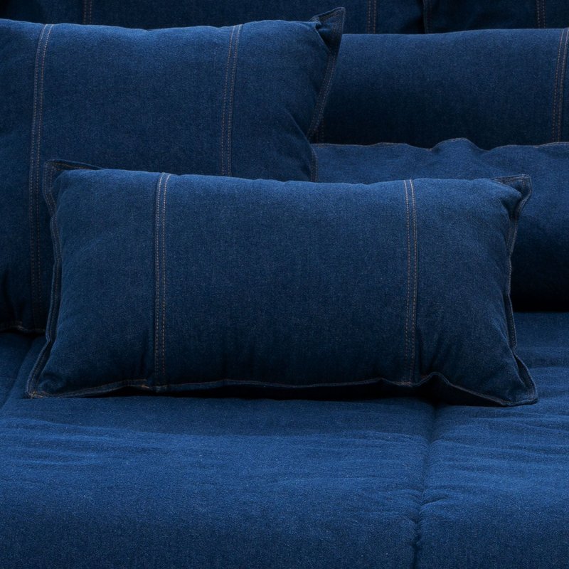 Karin Maki Decorative Rustic Denim Throw Pillow, Navy Blue Farmhouse Pillowcases, Square/oblong/bols