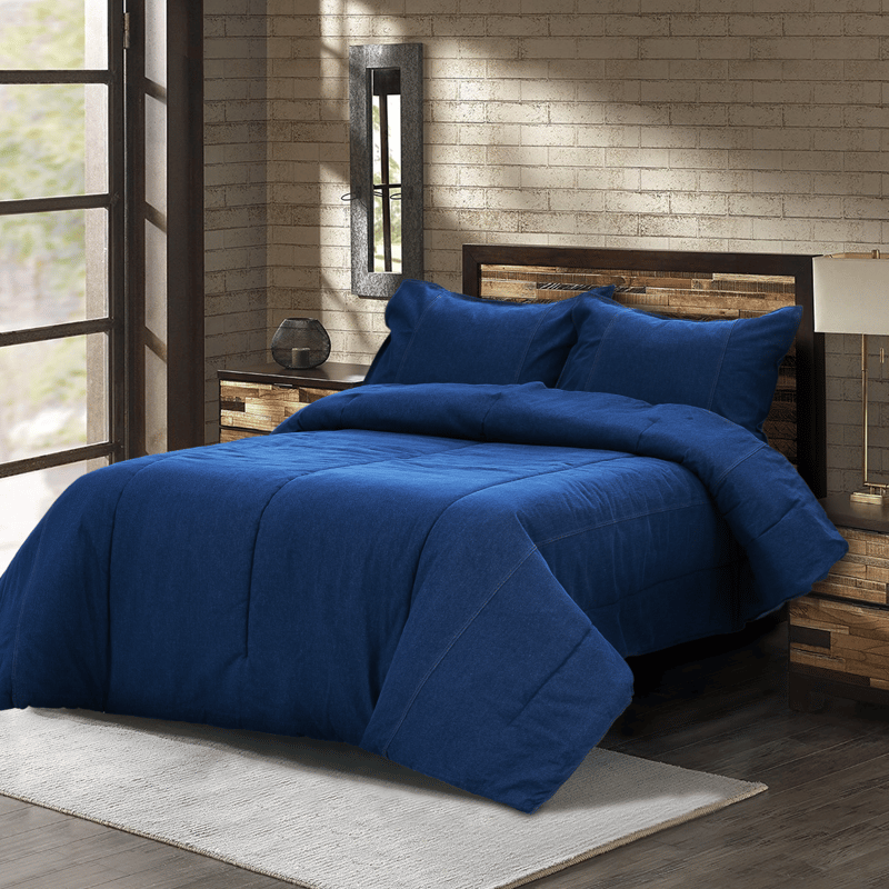 Karin Maki 100% Washed Cotton Denim Comforter, Denim Blue Soft And Fade-resistant Comfort