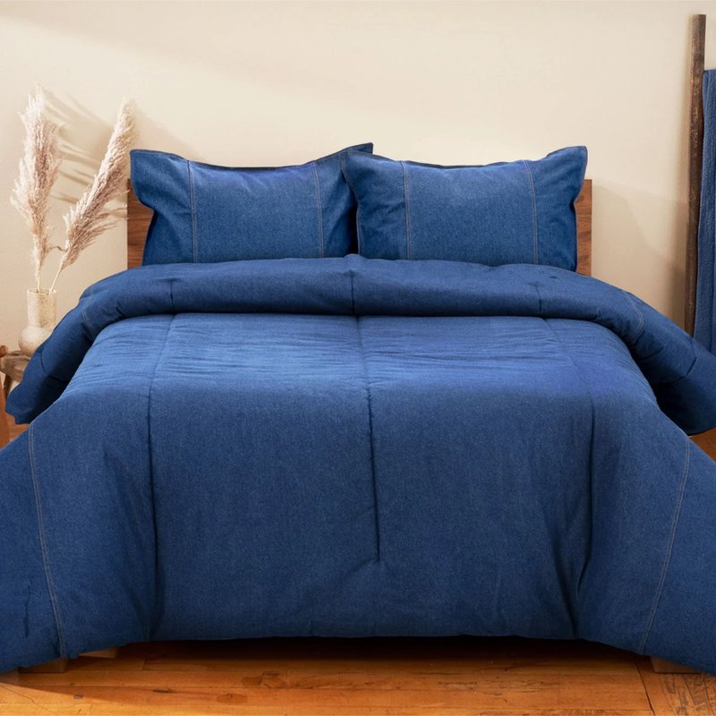 Karin Maki Visi-one Denim Blue Duvet Cover, 100% Washed Cotton Duvet Cover, Luxury Soft Comforter Co