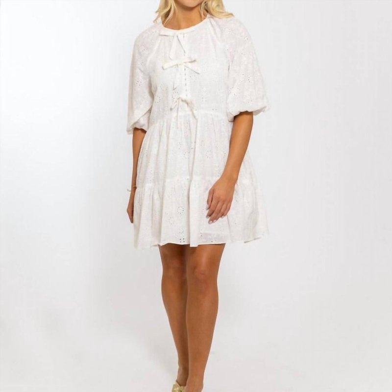 Shop Karlie Eyelet Bow Tier Dress In In White