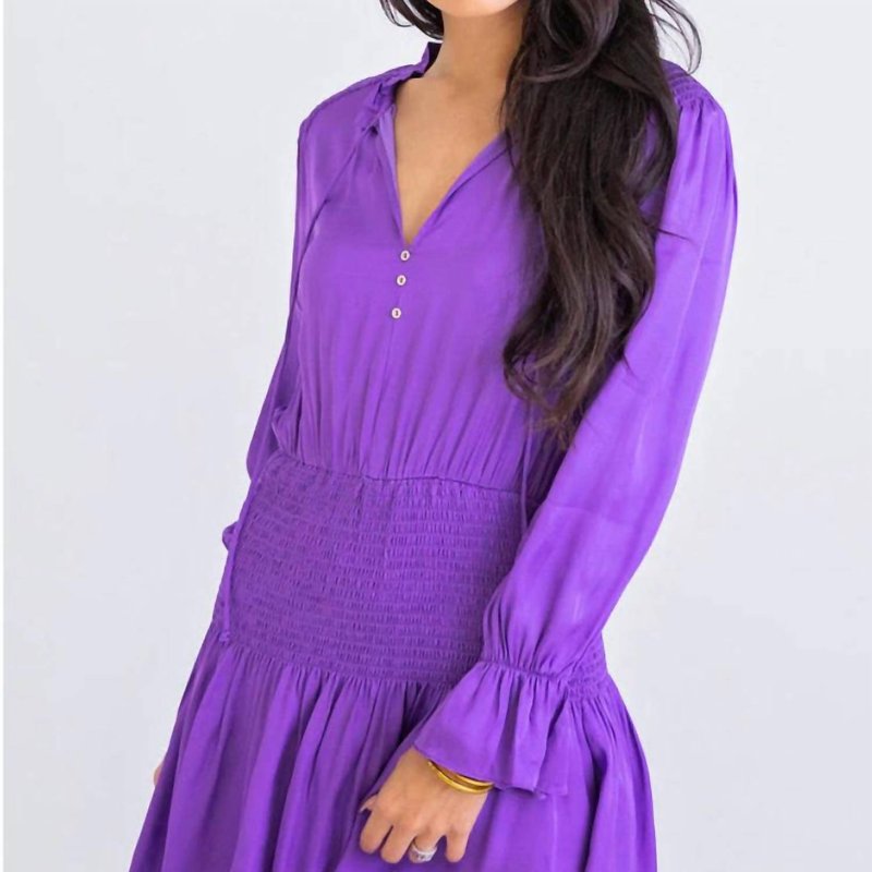 Shop Karlie Solid Smock Waist Dress In Purple