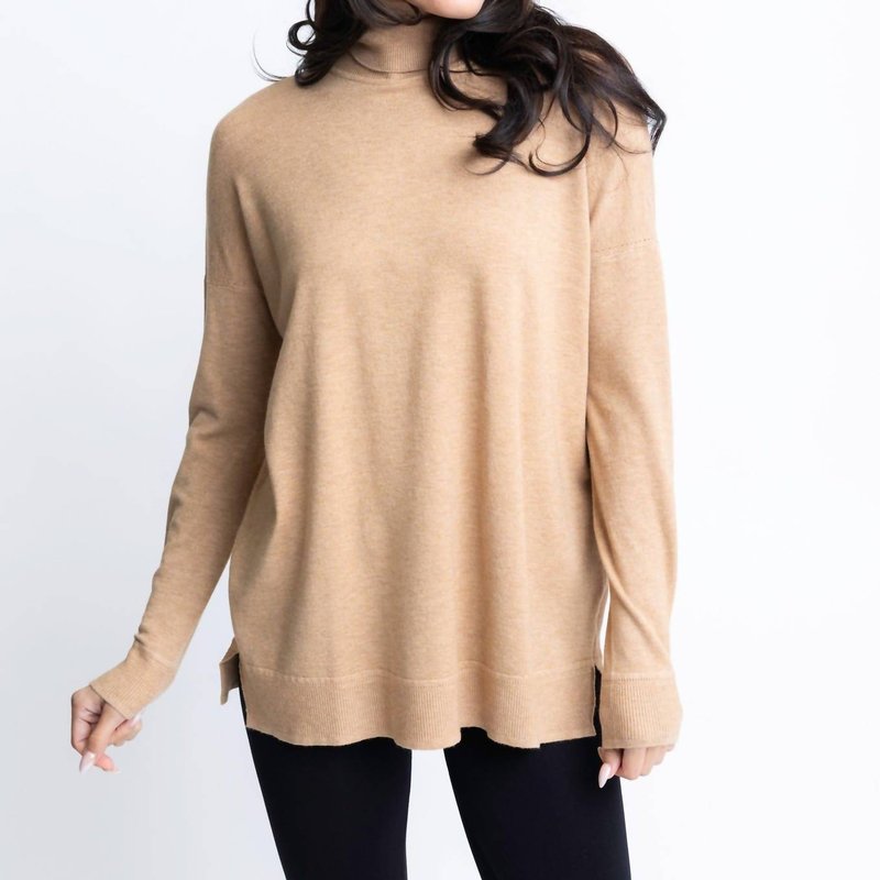 Shop Karlie Solid Turtleneck Sweater Tunic In Brown