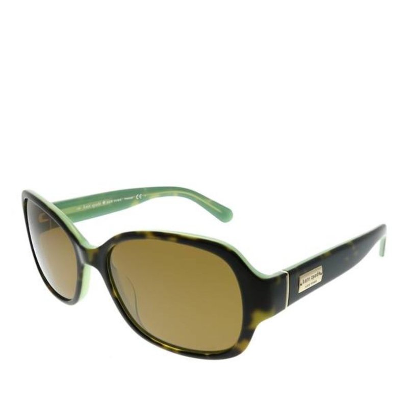 Kate Spade Rectangle Plastic Havana Sunglasses With Brown Polarized Lens In Green