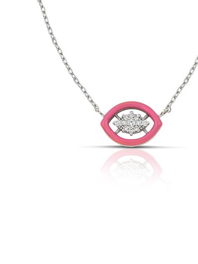 Katerina Marmagioli Groovy Gold Necklace With Diamonds And Pink Enamel product