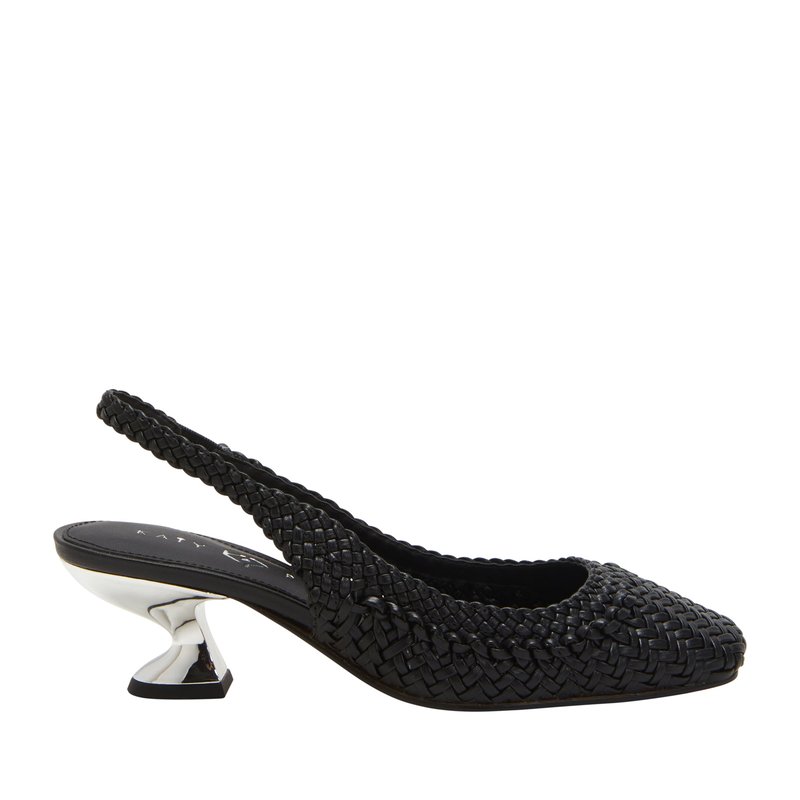 Shop Katy Perry The Laterr Woven Sling-back Heels In Black