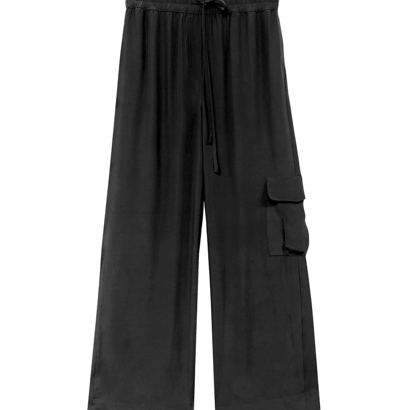 Kes Nyc Silk Cargo Pocket Pants In Black