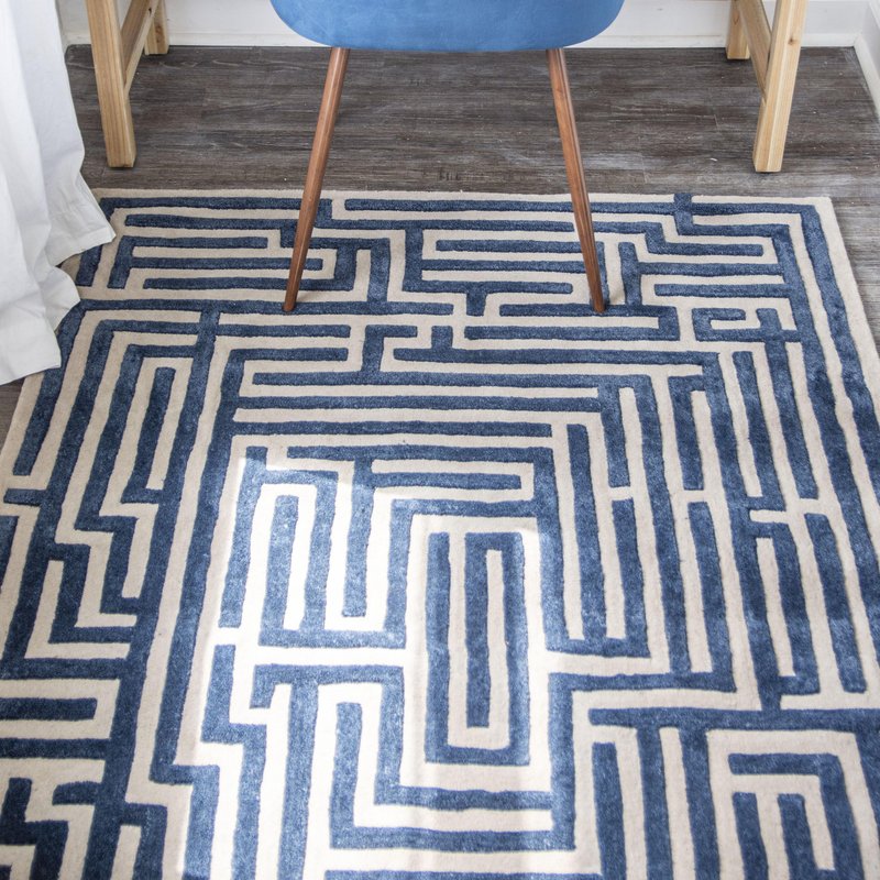 Shop Kevin Francis Design Anatolia Hand-tufted Maze Rug In Blue
