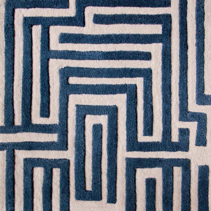 Kevin Francis Design Anatolia Hand-tufted Maze Rug In Blue