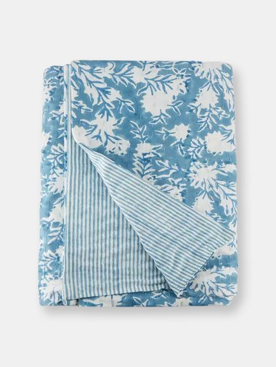 Kevin Francis Design Capri Blue Block Print Stitched Throw Blanket product