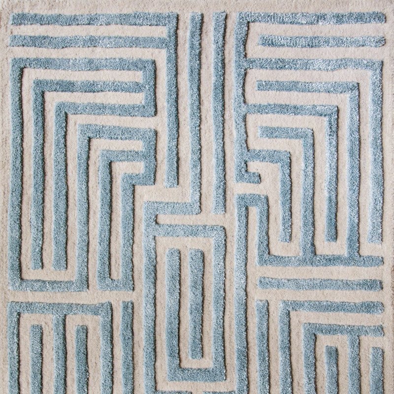 Kevin Francis Design Knossos Hand-tufted Maze Rug In Blue