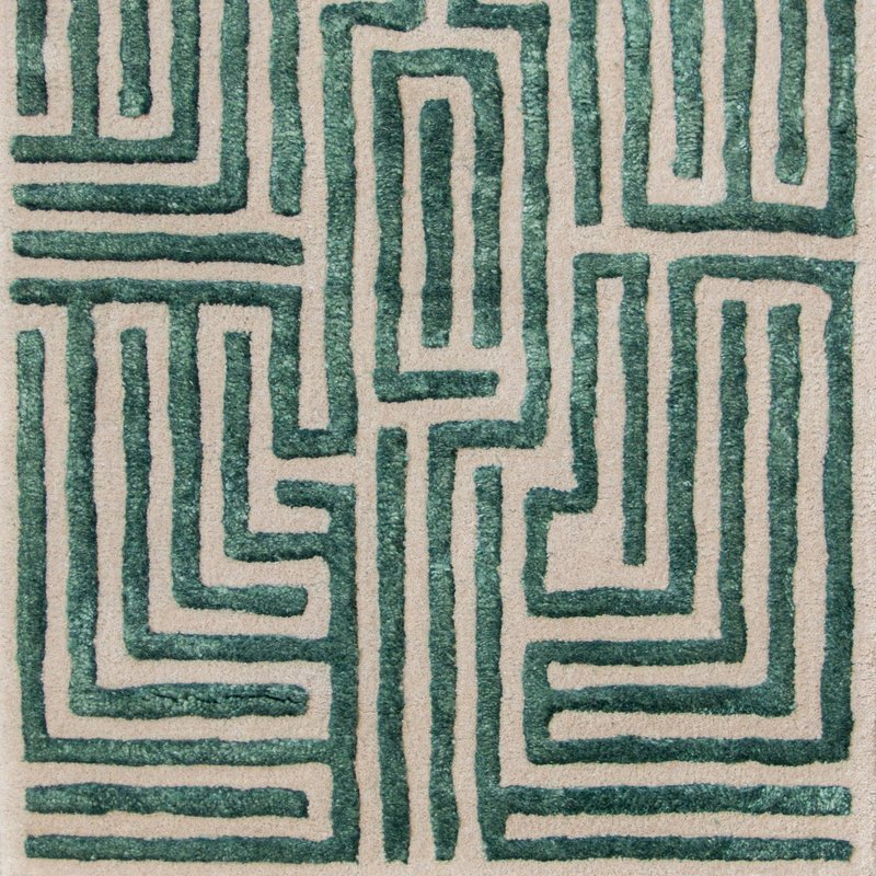 Kevin Francis Design Knossos Hand-tufted Maze Rug In Green