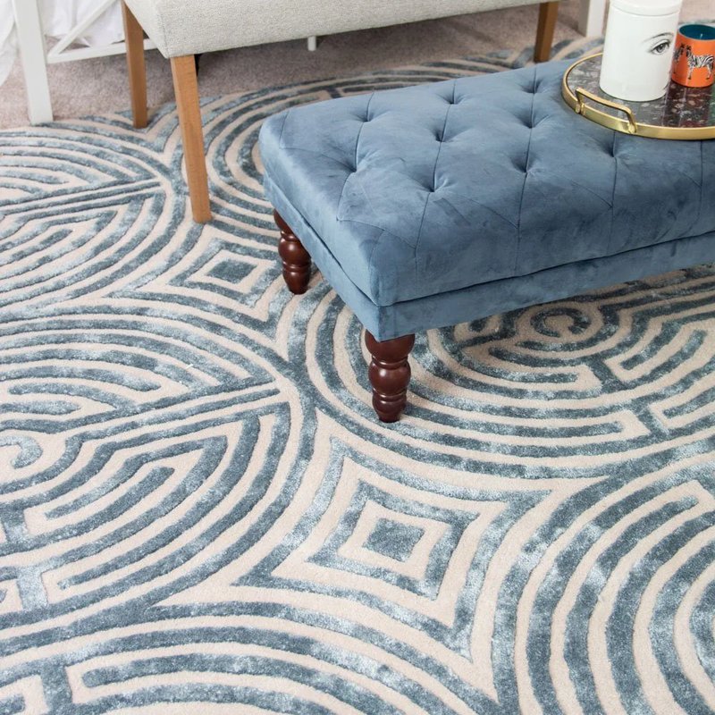 Shop Kevin Francis Design Lucca Hand-tufted Maze Rug In Blue