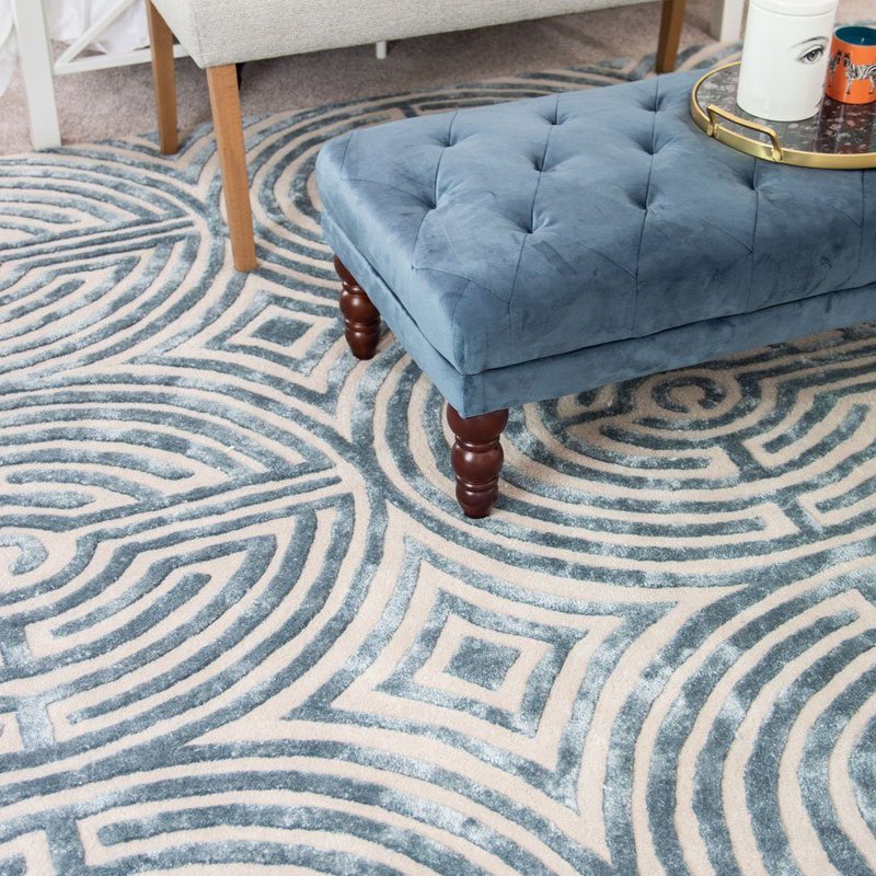 Shop Kevin Francis Design Lucca Hand-tufted Maze Rug In Blue