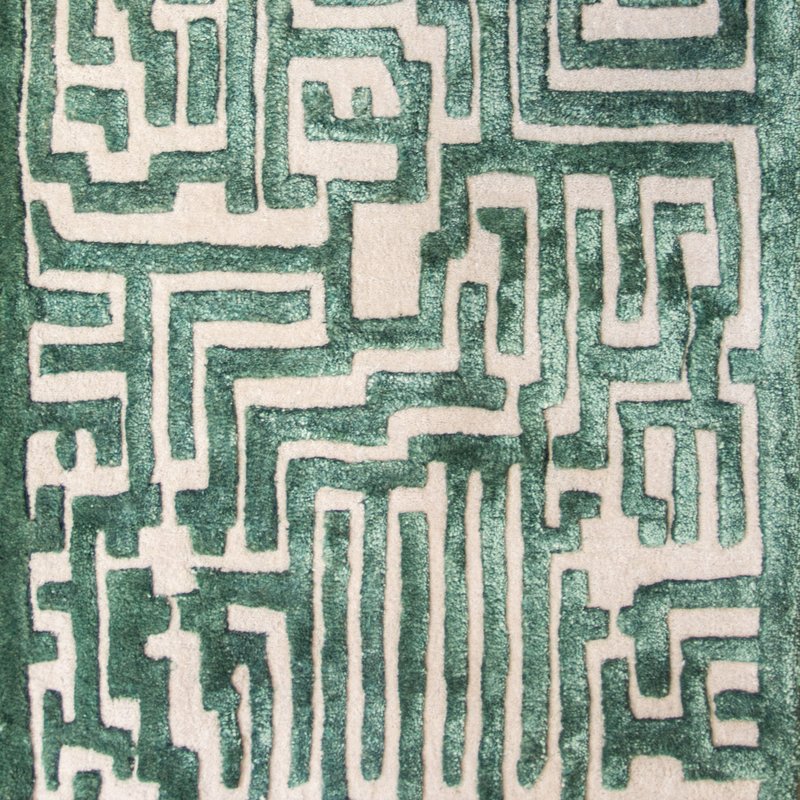 Kevin Francis Design Theseus Hand-tufted Maze Rug In Green
