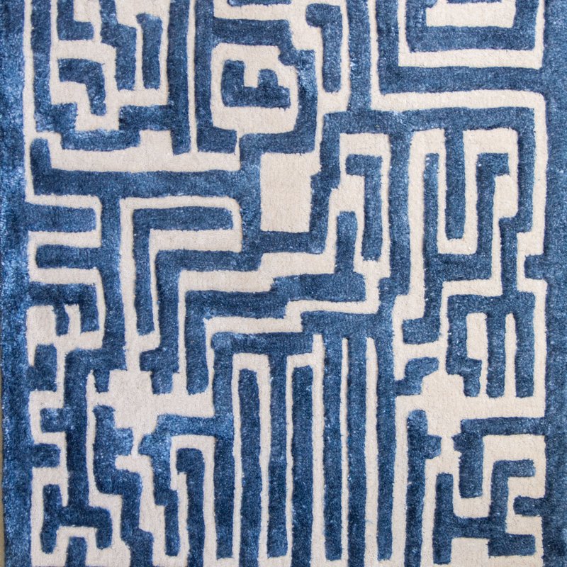 Kevin Francis Design Theseus Hand-tufted Maze Rug In Blue