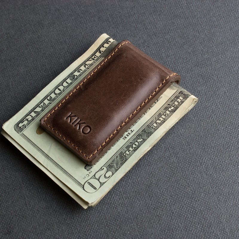 Kiko Leather Magnetic Money Clip In Brown