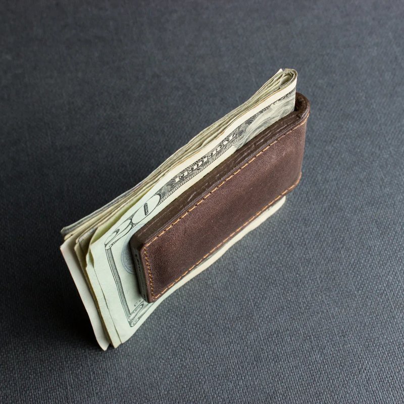 Shop Kiko Leather Magnetic Money Clip In Brown