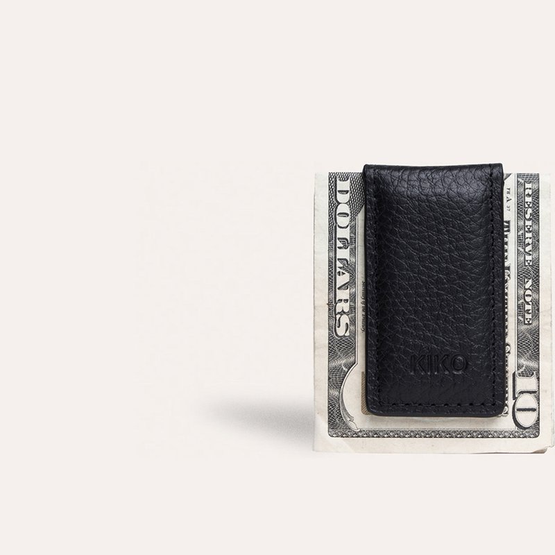 Kiko Leather Magnetic Money Clip In Black