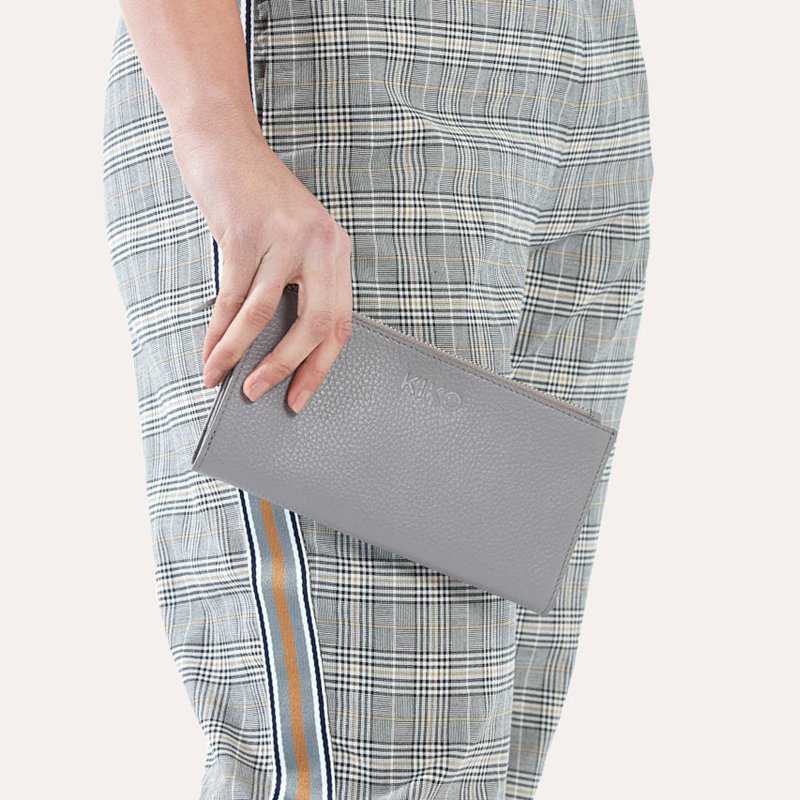 Kiko Leather Top Zip Wallet In Grey