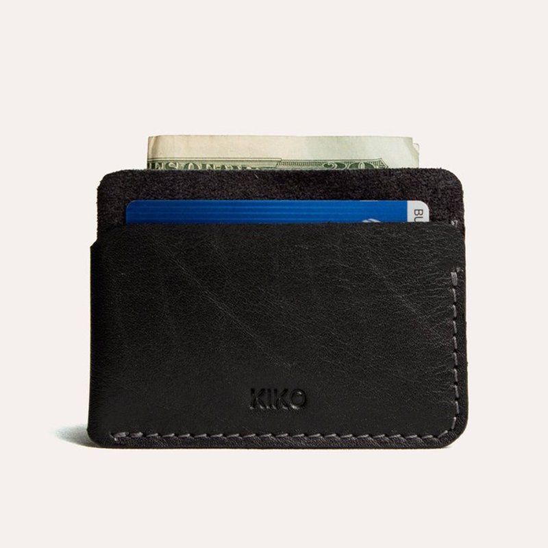 Kiko Leather Triple Pocket Card Case In Black