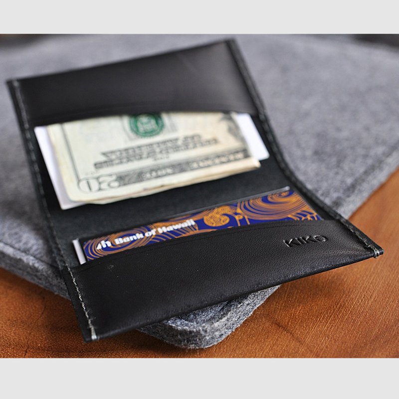 Shop Kiko Leather Two Fold Card Case In Black