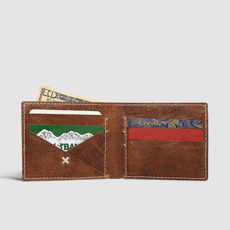 Kiko Leather X Bifold Wallet In Brown