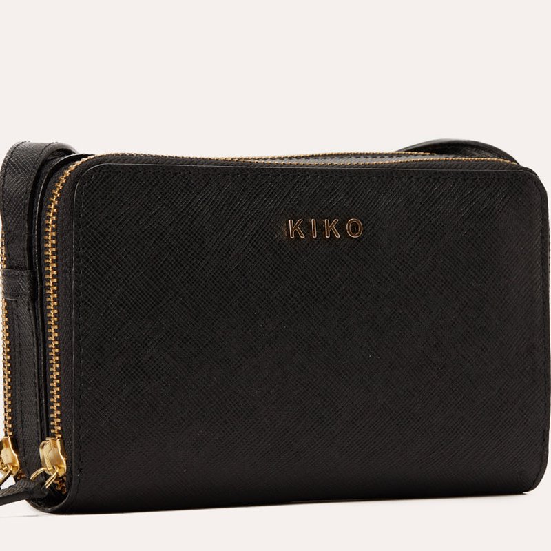 Kiko Leather Zip Around Crossbody In Black