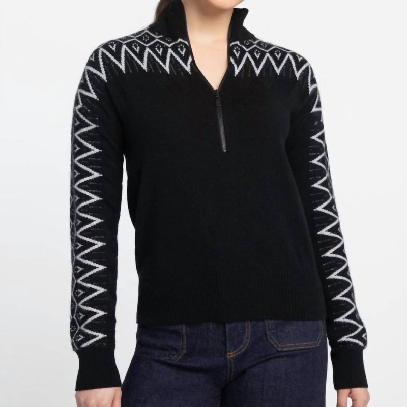 Shop Kinross Alpine Qtr Zip Mock Sweater In Black
