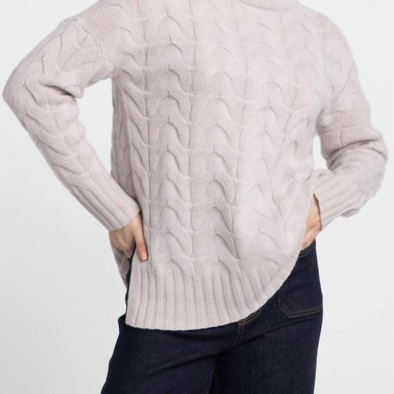Shop Kinross Luxe Cable Funnel Sweater In Grey