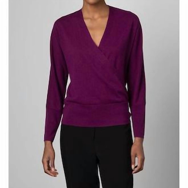 Shop Kinross Surplice Wrap Sweater In Black Cherry In Purple