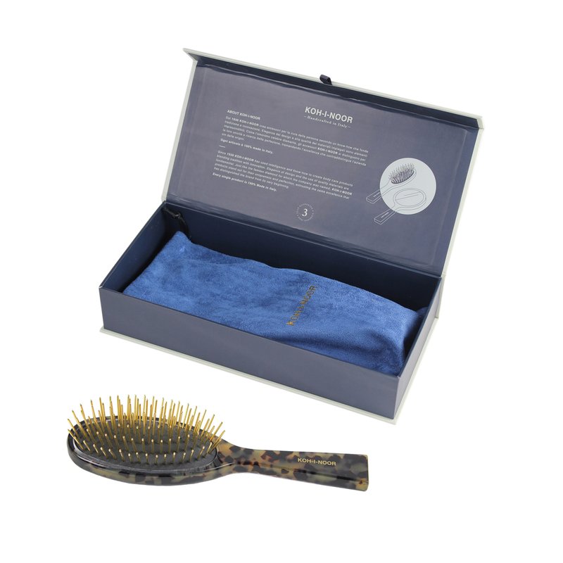 Shop Koh-i-noor Luxury Pneumatic Hair Brush With Gold Pins In Green