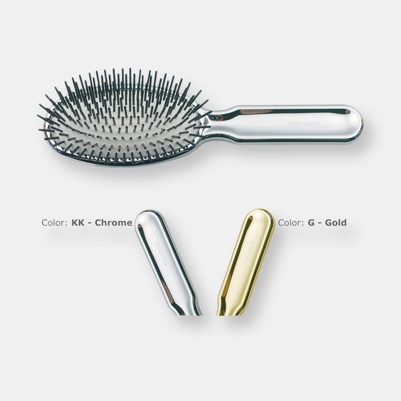 Koh-i-noor Metalli Pneumatic Oval Nylon Pin Hairbrush In Gold